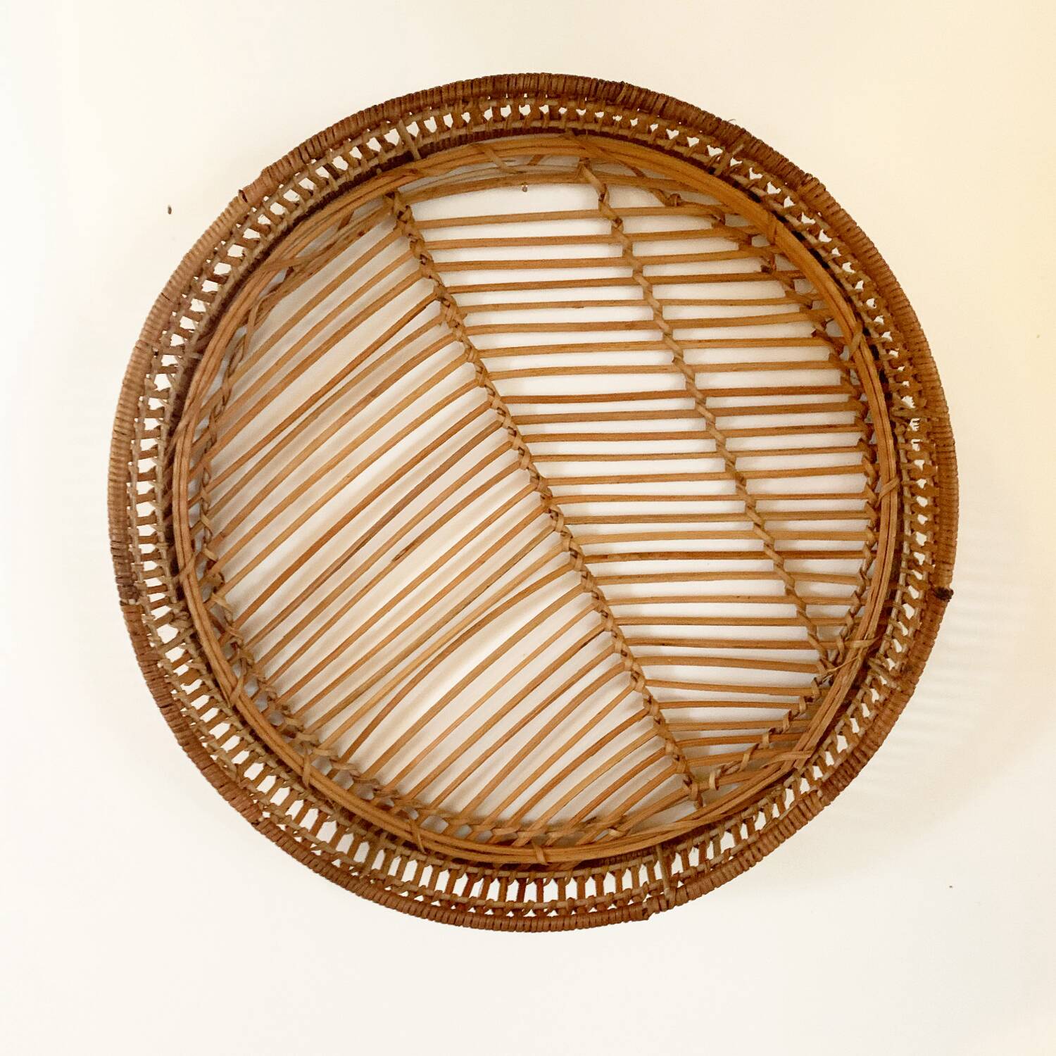 Vintage wicker and rattan tray