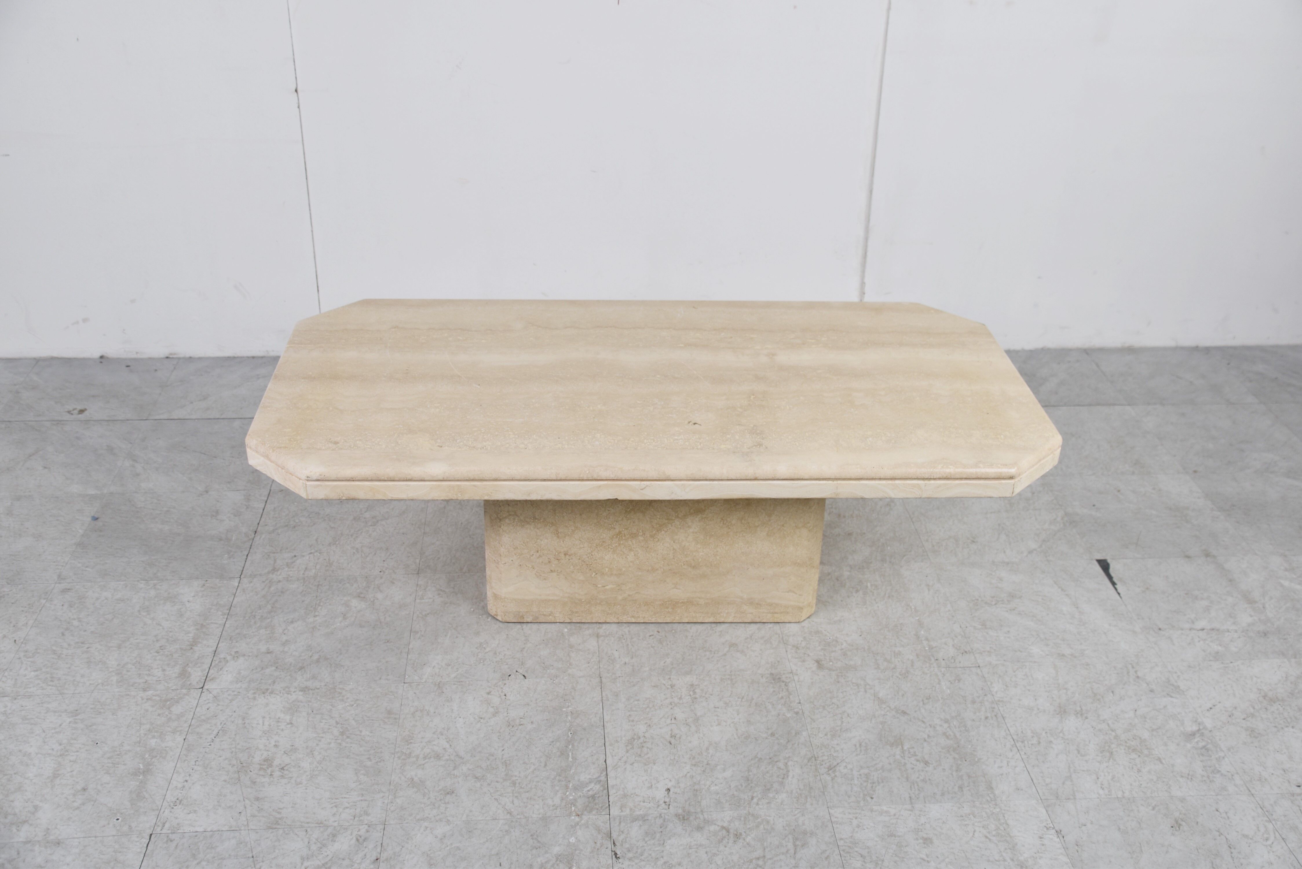 Vintage travertine coffee table, 1970s