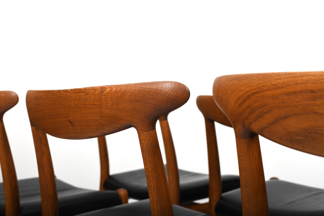 Lot de 6 chaises Hans J. Wegner W2 C.M.Madsen années 1950