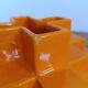 Pyramid vase in orange ceramic by Makio Hasuike for Gabbianelli, 1970