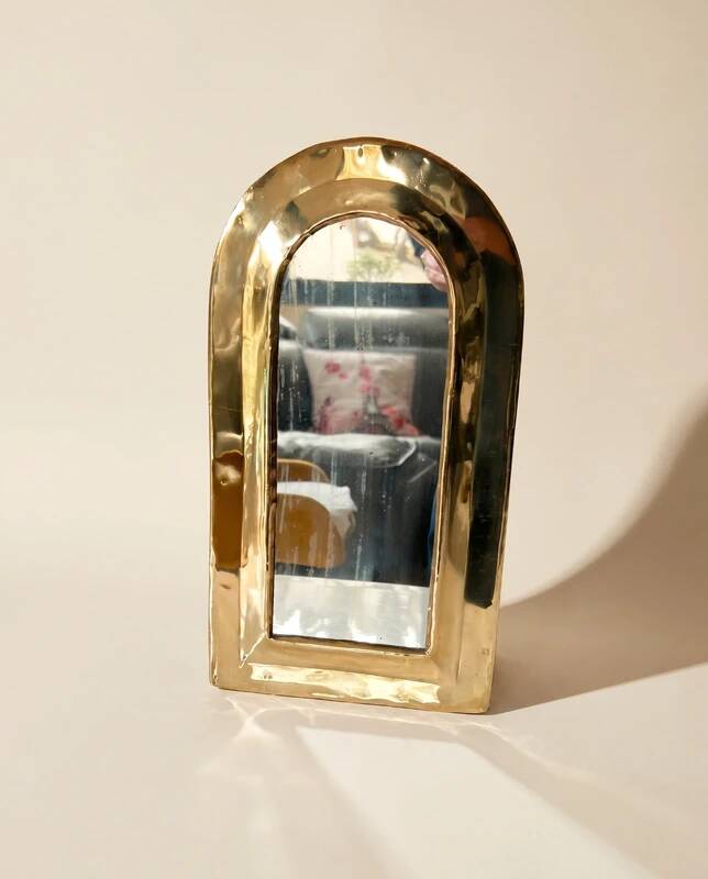 Miroir mural d'artisanat Marocain en laiton - années 50-70