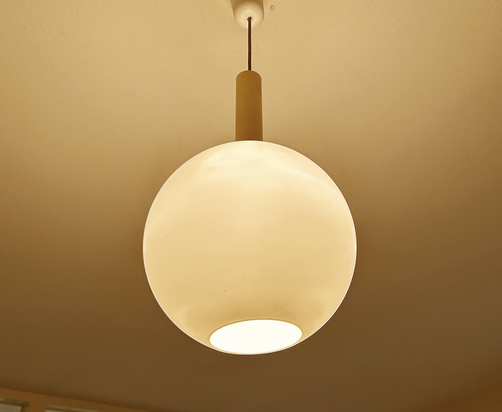 Vintage glass pendant light, 50s