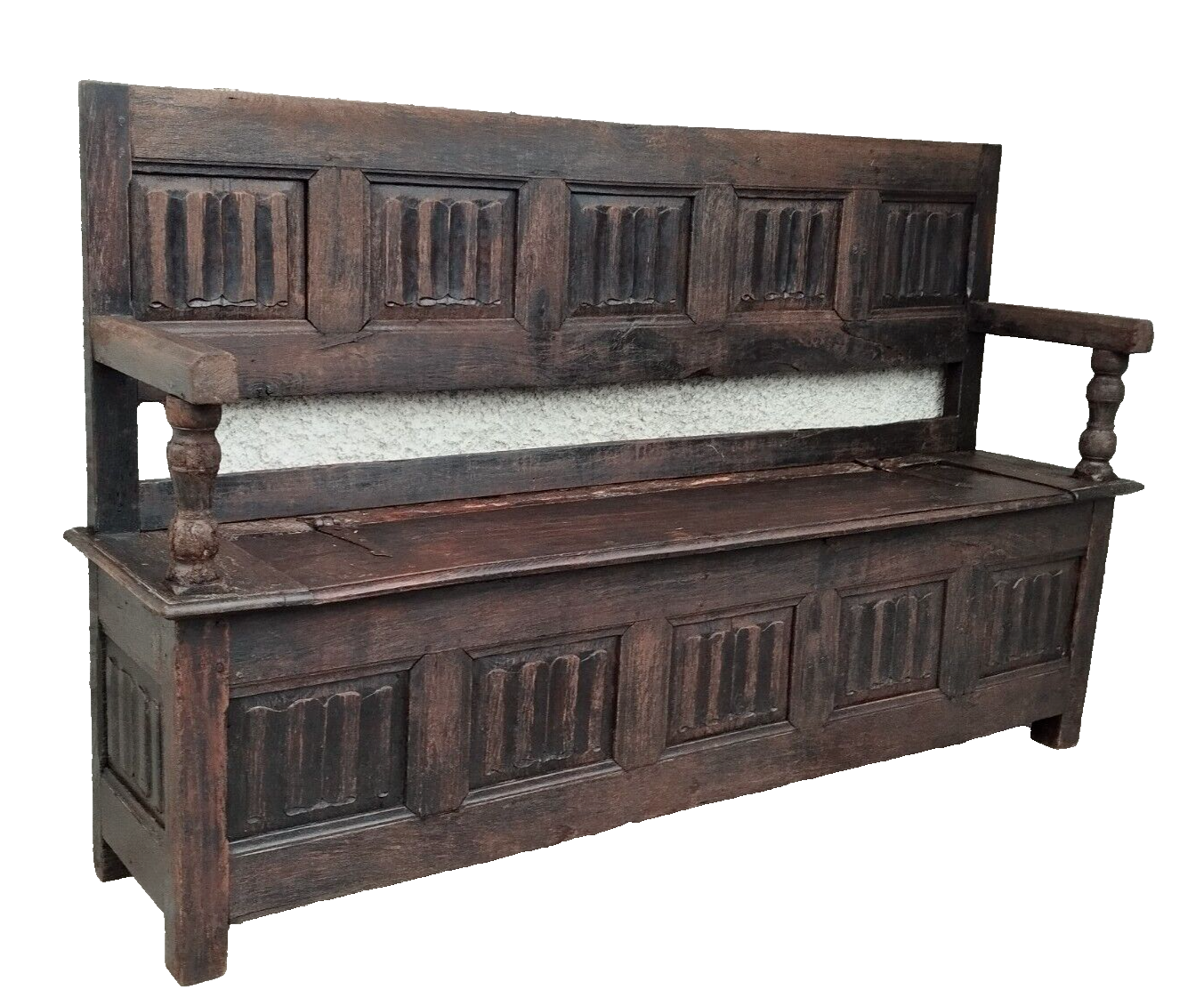 Gothic oak chest bench