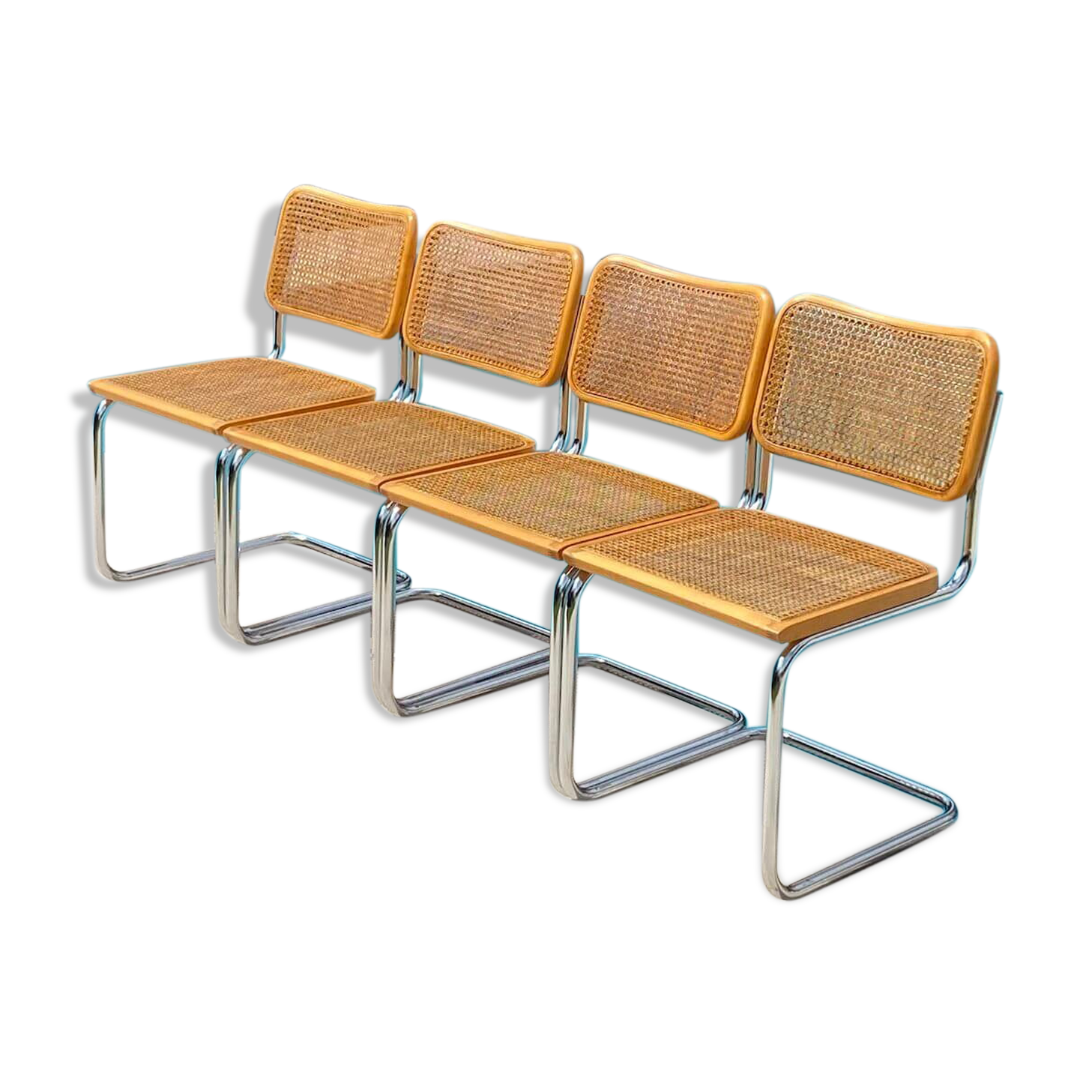 Lot of 4 chairs Cesca B32 beiges, Marcel Breuer
