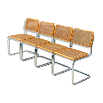 Lot of 4 chairs Cesca B32 beiges, Marcel Breuer