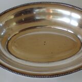 Oval silver-plated metal serving dish/basket/basket