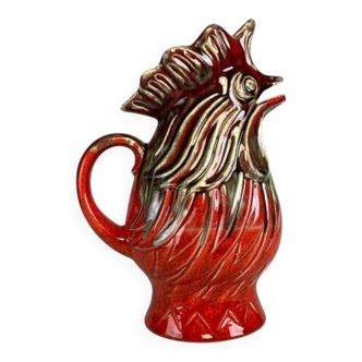 Rooster-shaped carafe, Sars Poteries ceramic, 1950s.