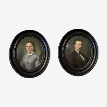 Pair of framed portraits