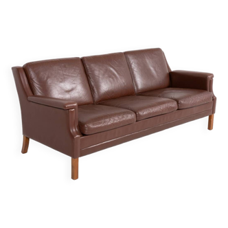 Vintage brown leather sofa from Mogens Hansen, Denmark 1980’s