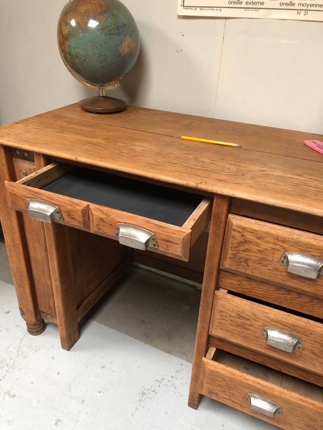Old restored oak desk