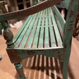 Indian bench in green lacquered teak