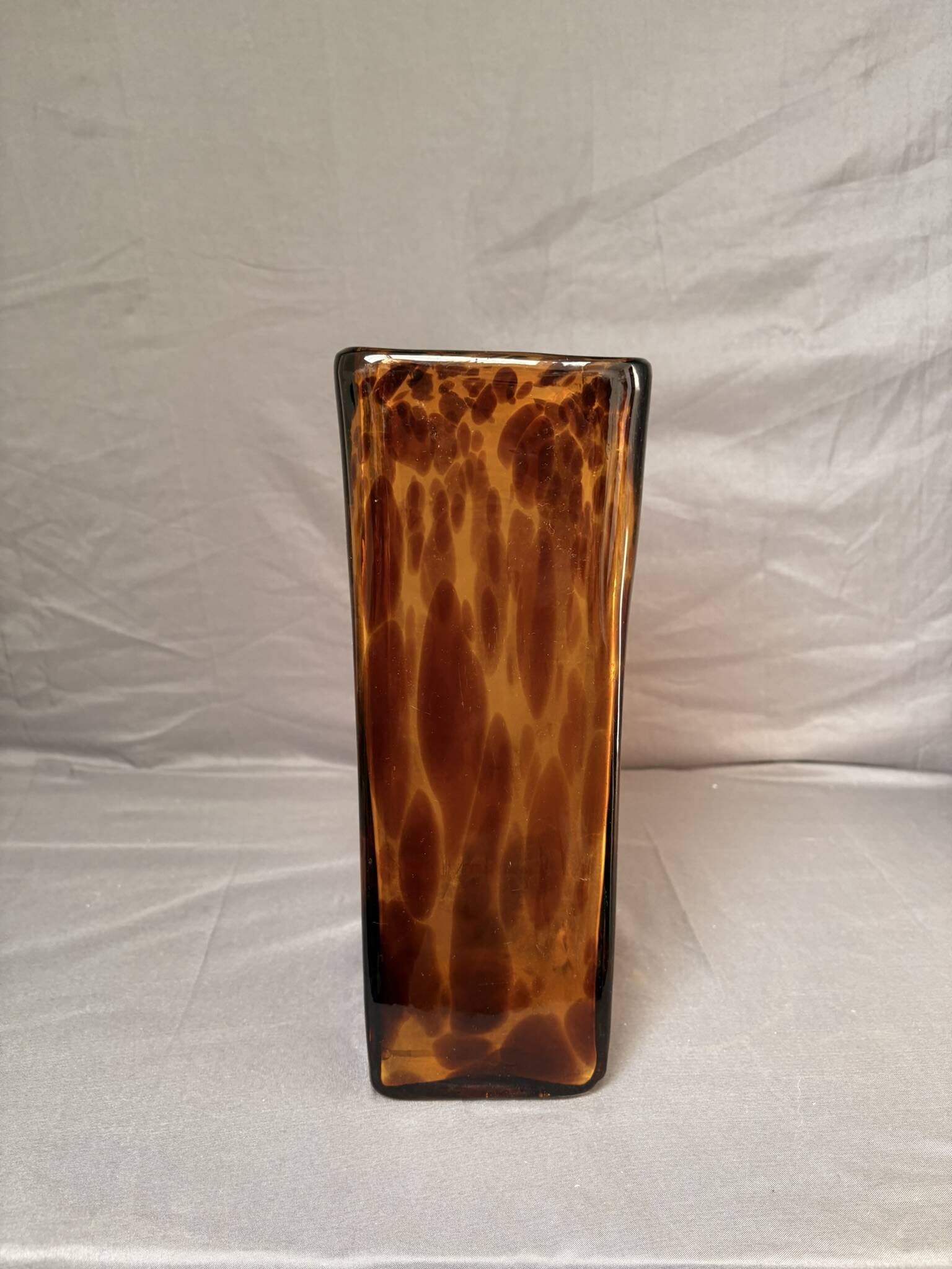 Vintage Italian Glass Vase Leopard Turtle Shell Mid Century