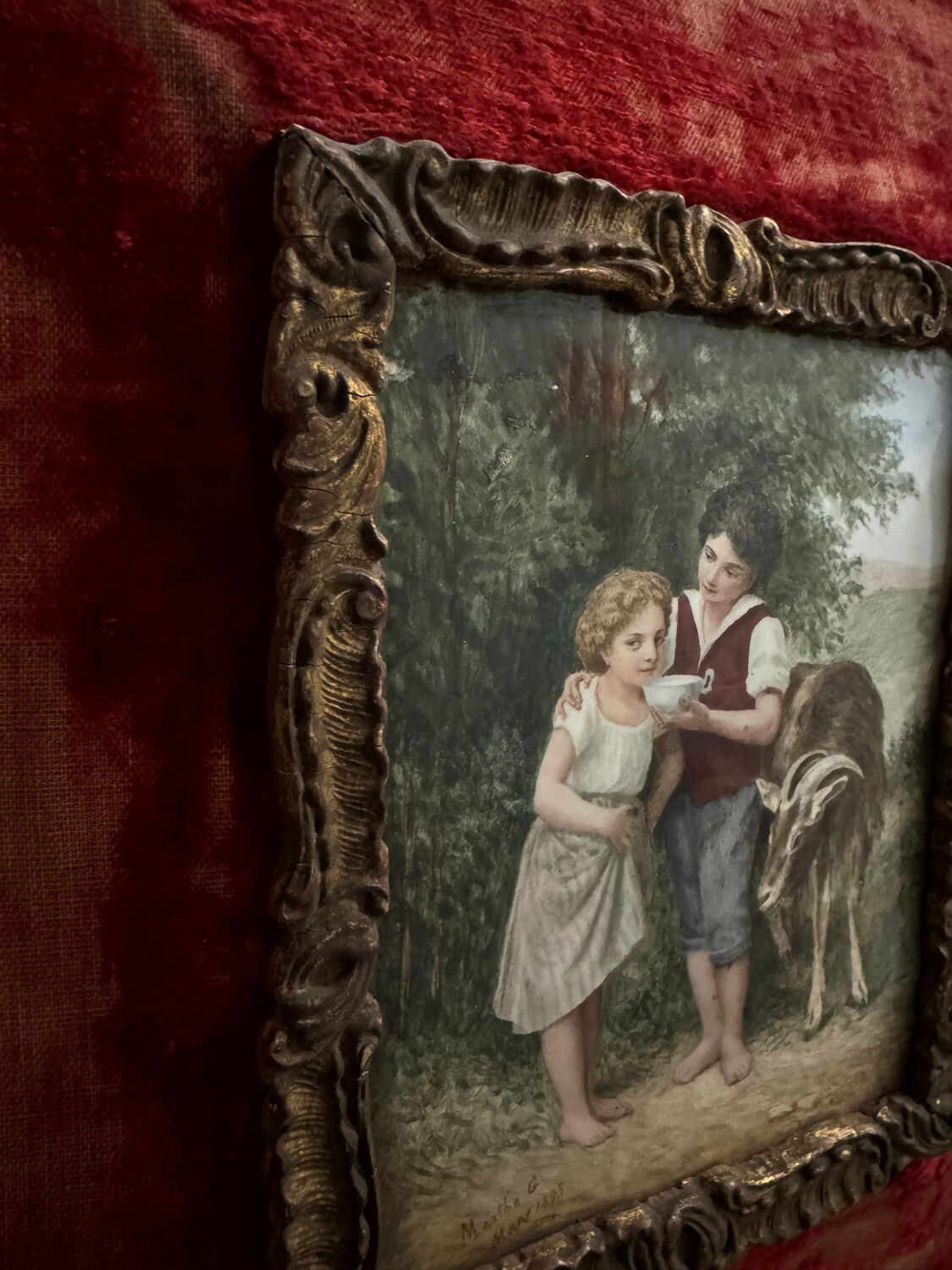 Pastoral scene painting on porcelain, 19th century