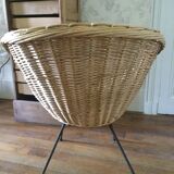Antique round rattan armchair