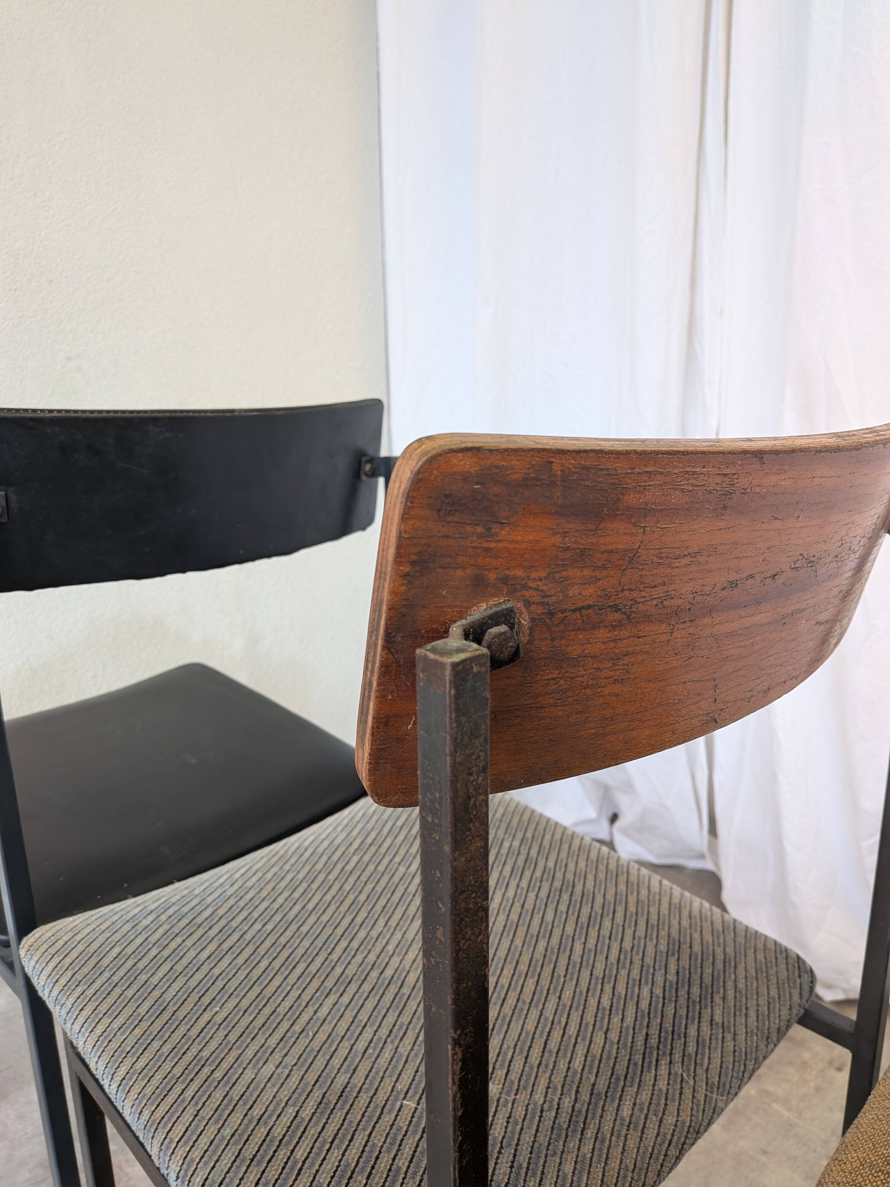 Set of 4 - Mix & Match Vintage Industrial Dining Chairs - 1970s Stol Kamnik