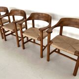 Rainer Daumiller Dining Chairs in Pine and New Paper Cord, 1970s