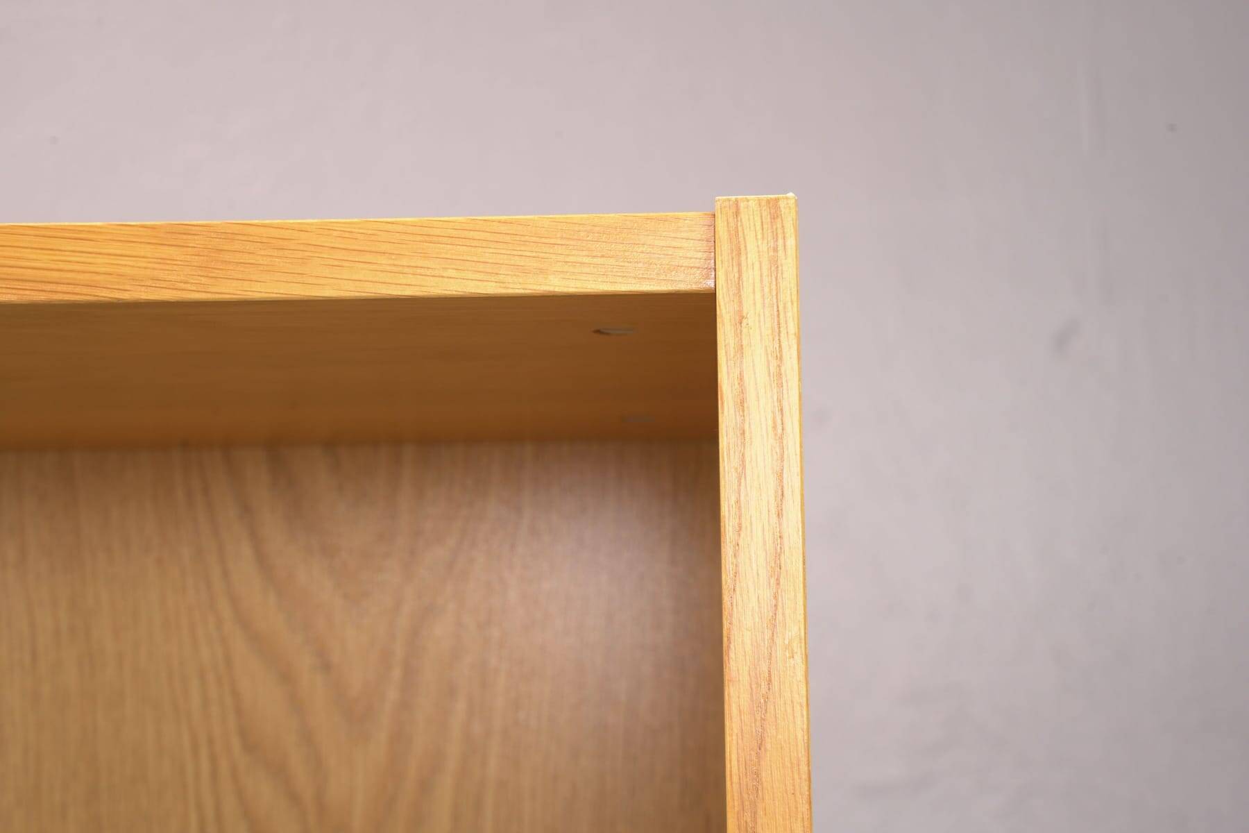 Vintage Scandinavian oak bookshelf – 200 cm – 5 compartments – 20th century