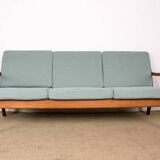 Danish 3-seater sofa in teak and new fabric, Senator model Ole Wanscher, France & Son.