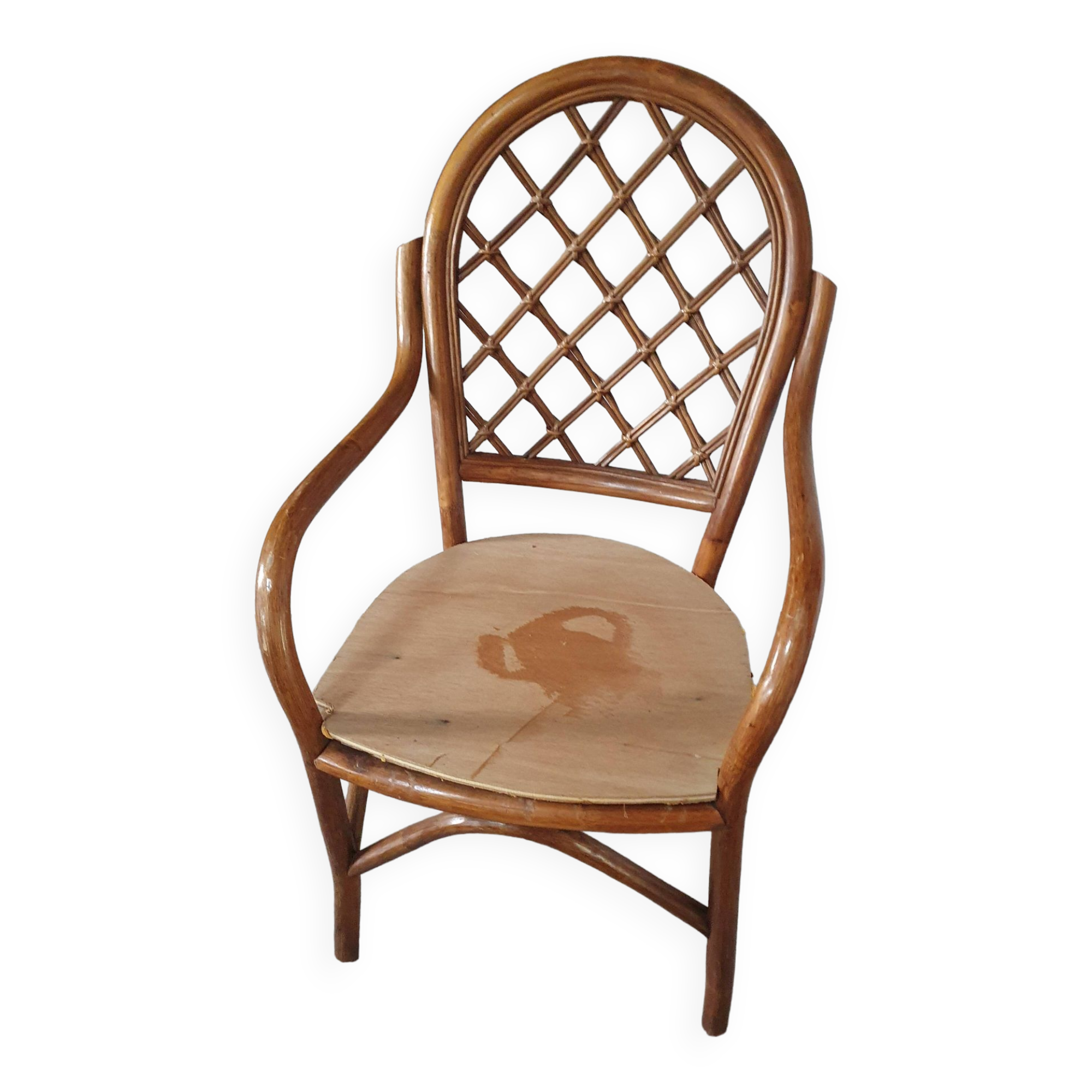 Vintage rattan armchair, seat to renovate
