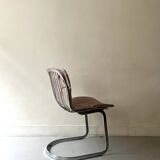 Cidue chair in chrome and short velvet, Willy Rizzo design 1970