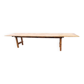 Grande table de batteuse 3,58 m pliante bois 14 couverts