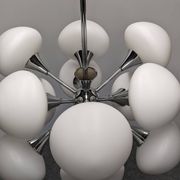 Sputnik chandelier with 12 frosted glass lights, Italy circa 1970.