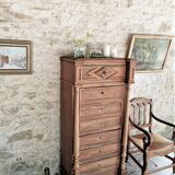 Semainier secretary Henri II in walnut and erable speckled