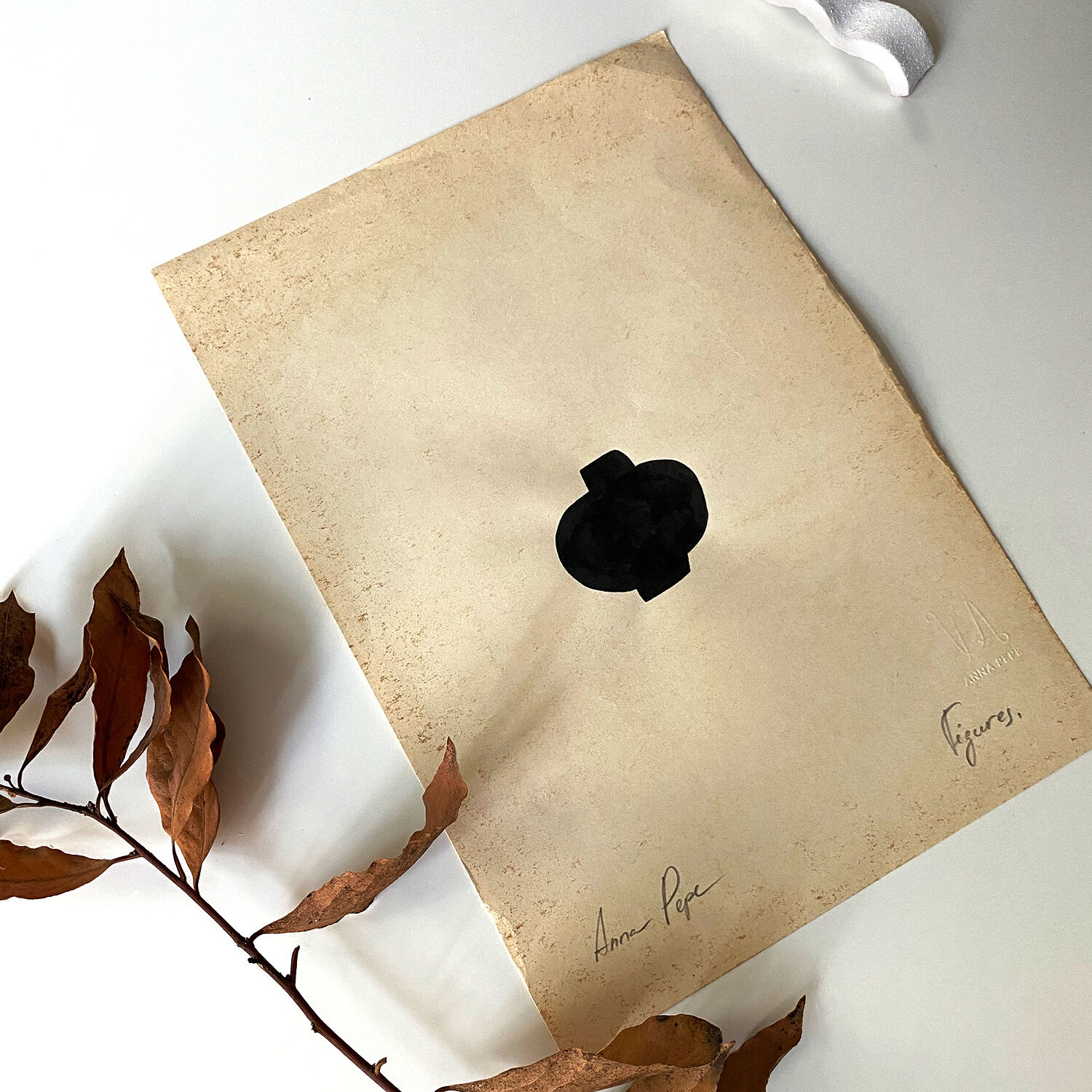 Original ink drawing on vintage paper