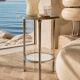 Art Deco tripod gueridon in chrome metal with double mirror top, 1930-19.