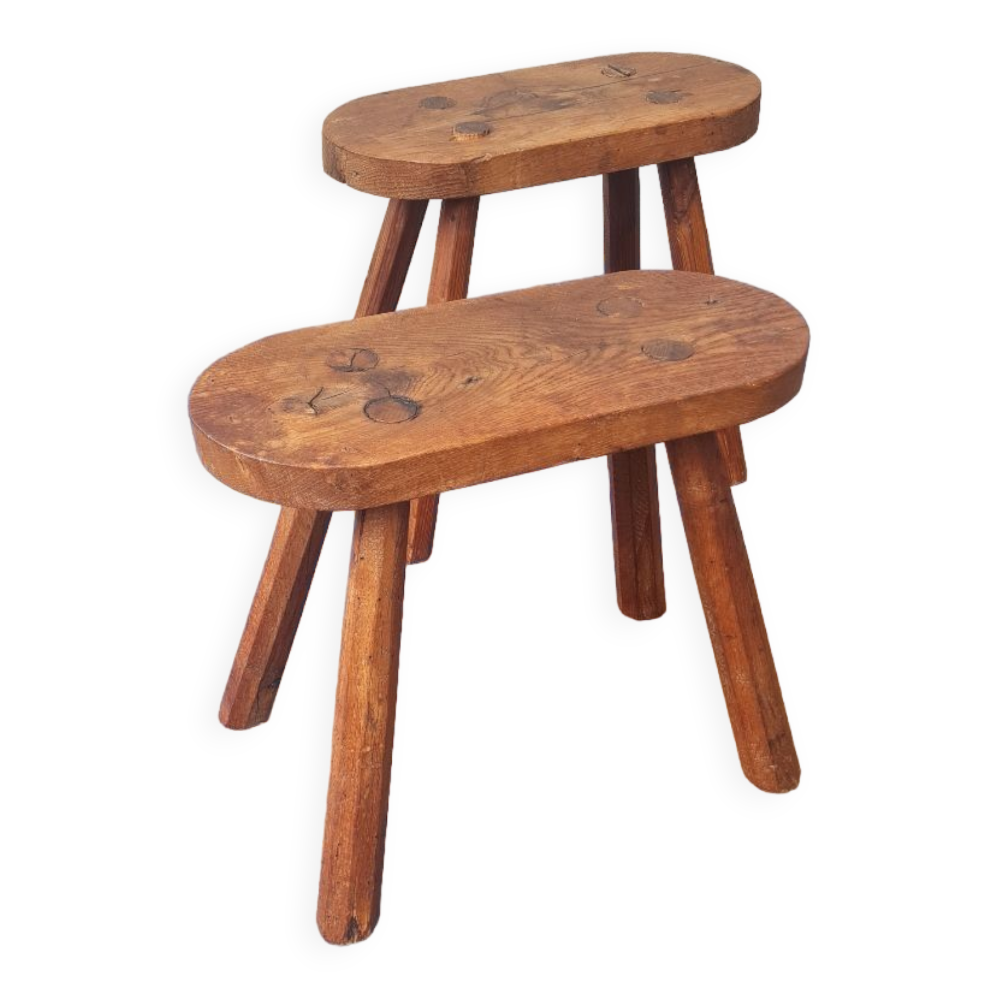 Pair of solid oak stools