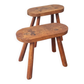 Pair of solid oak stools