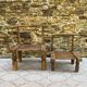 Ancient Baoulé African chairs in carved wood, Wabi-Sabi.