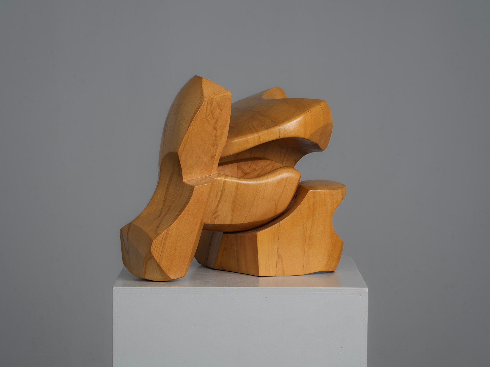 Interlocking abstract wood sculpture by Joop van Bergen, Netherlands, 1980s