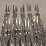 9 silver-plated snail forks by silversmith J Brille, 15.9 cm