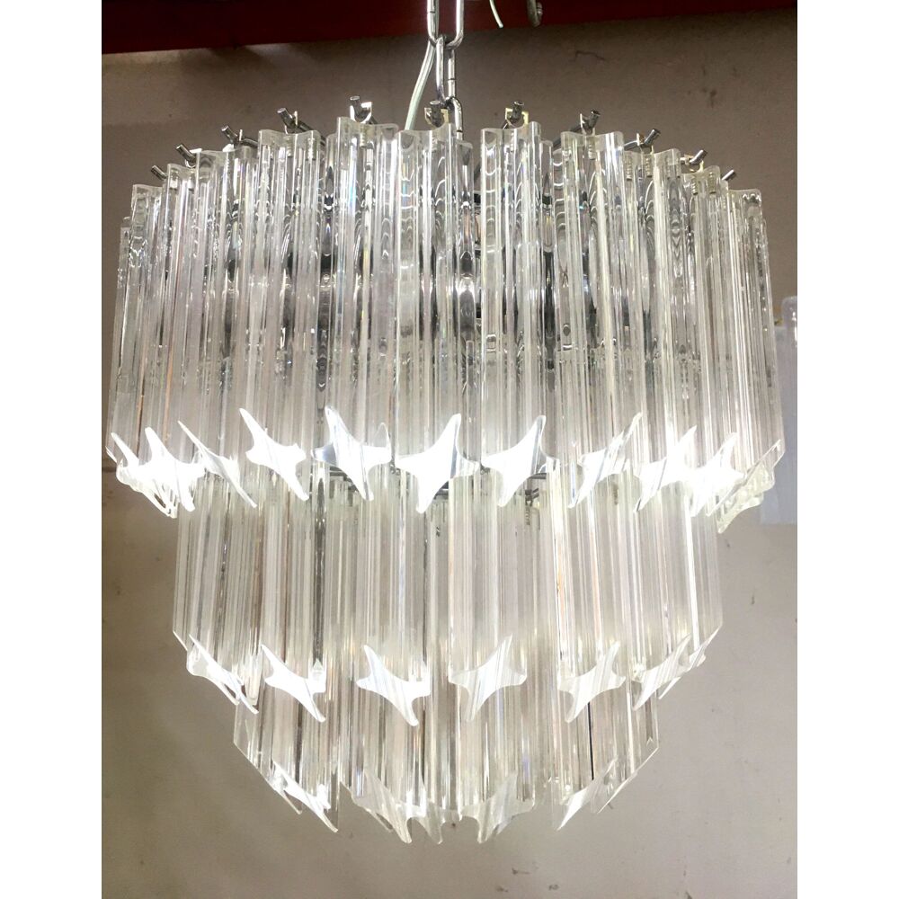 Clear quadriedro murano glass chandelier