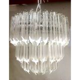 Lustre en verre de murano quadriedro transparent