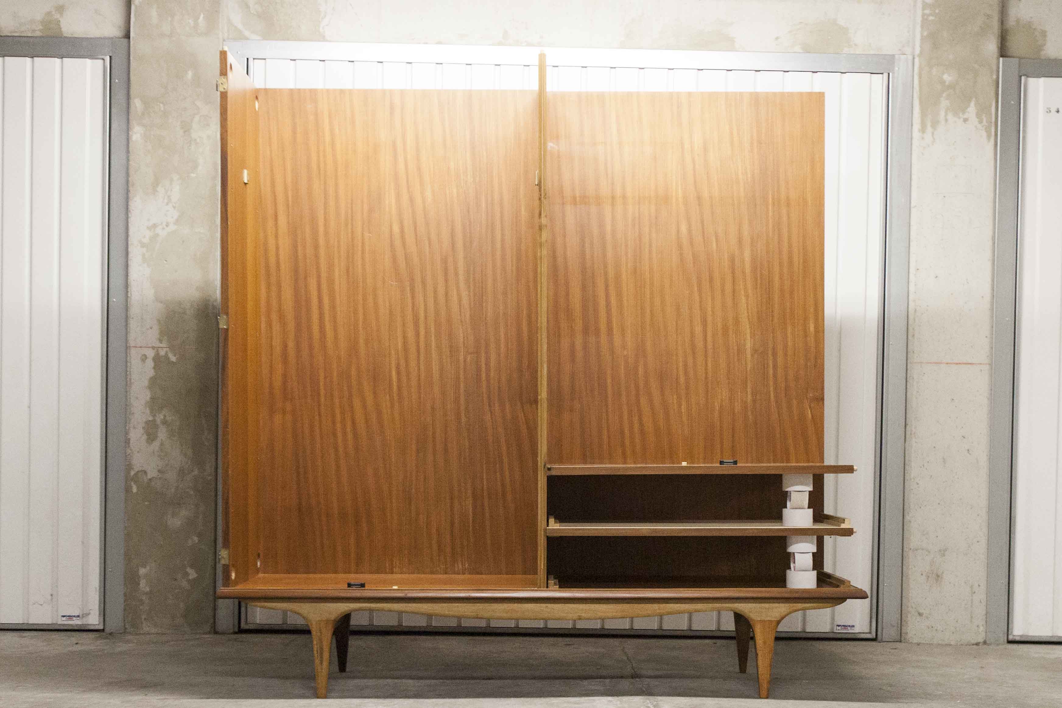 Scandinavian teak cabinet 1960 with mounting plan
