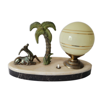 Marble night light lamp with antelope