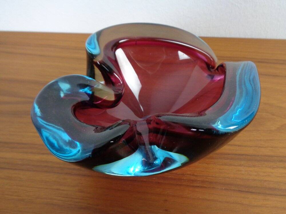 Large Sommerso Murano Glass Ashtray by Flavio Poli, Italy, 1960s