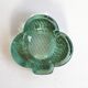 Vintage thick green glass aperitif bowl in the shape of a clover