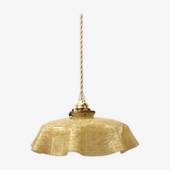 Pale yellow Clichy opaline hanging lamp