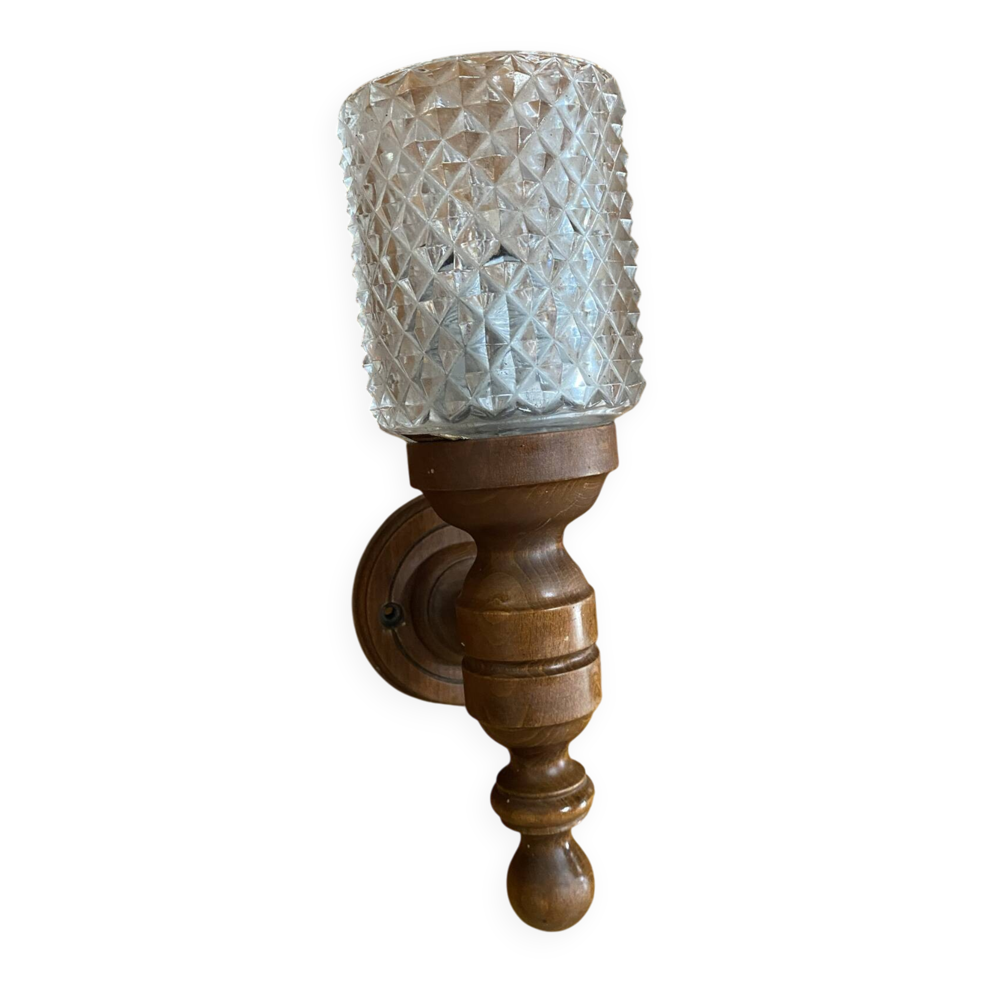 Vintage wall sconce mobelhaus wood + bohemia crystal globe