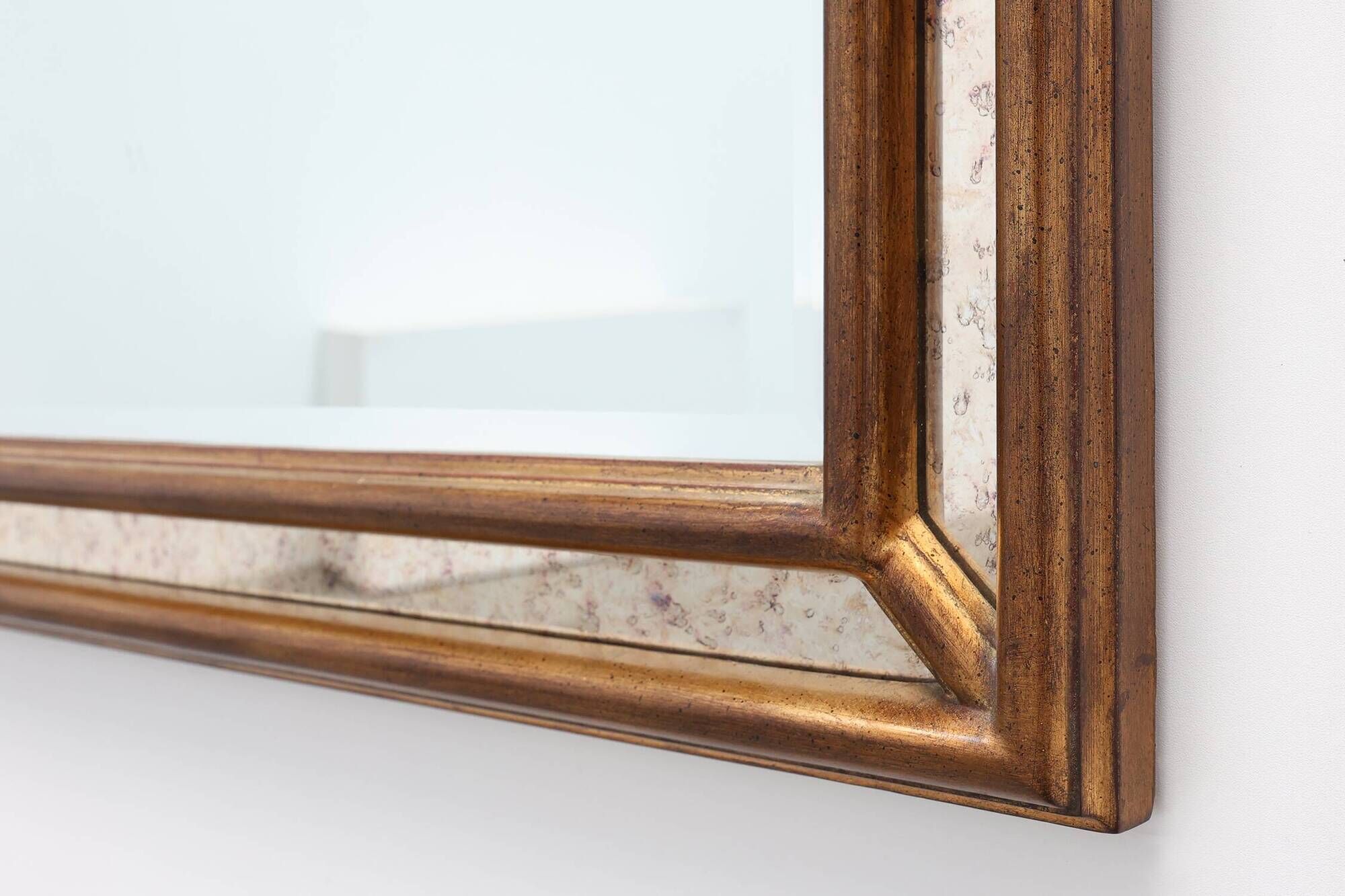 Arched gold-leaf mirror with marbled glass border by Deknudt, Belgium, 20th