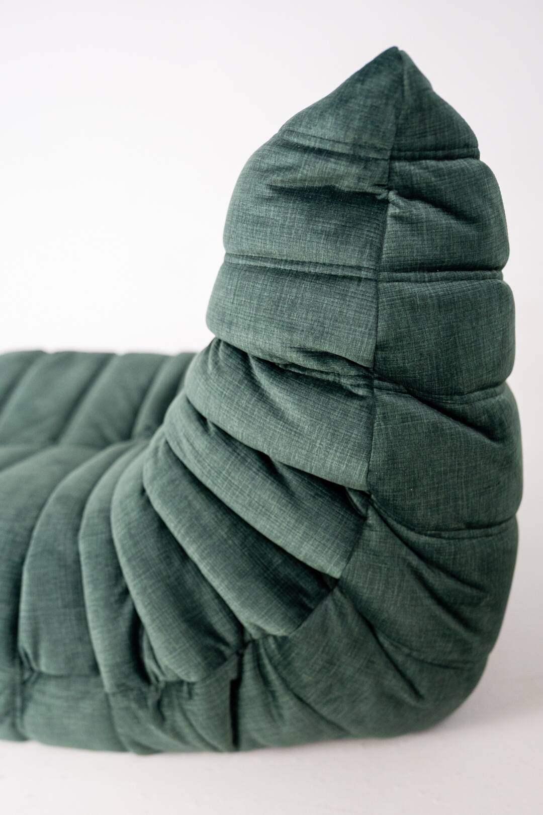 Togo set of armchair and pouf in dark mint velvet
