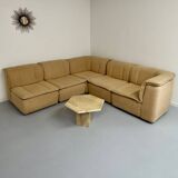 Modular sofa in beige fabric, 70s, 5 elements
