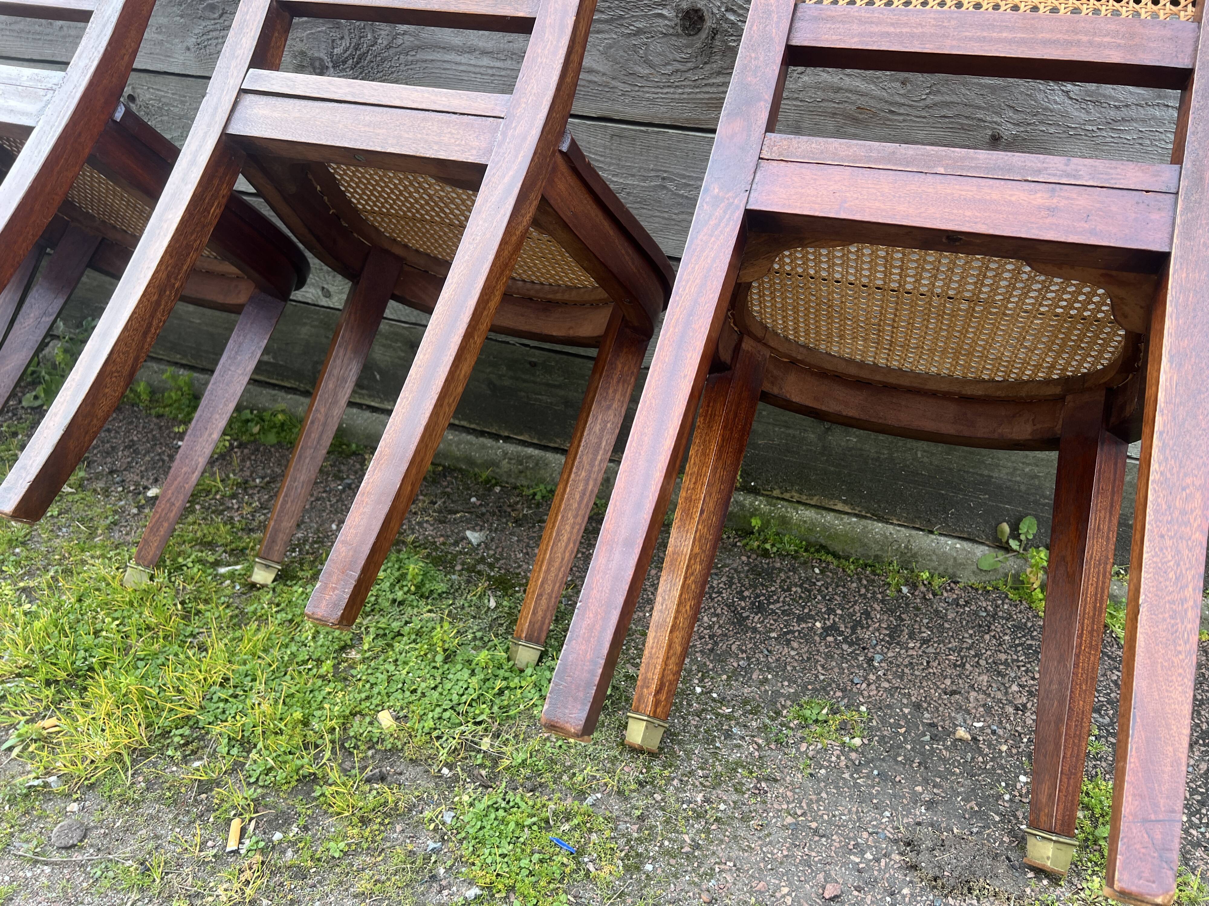 Six caned mahogany chairs, Art Deco, 20th century.