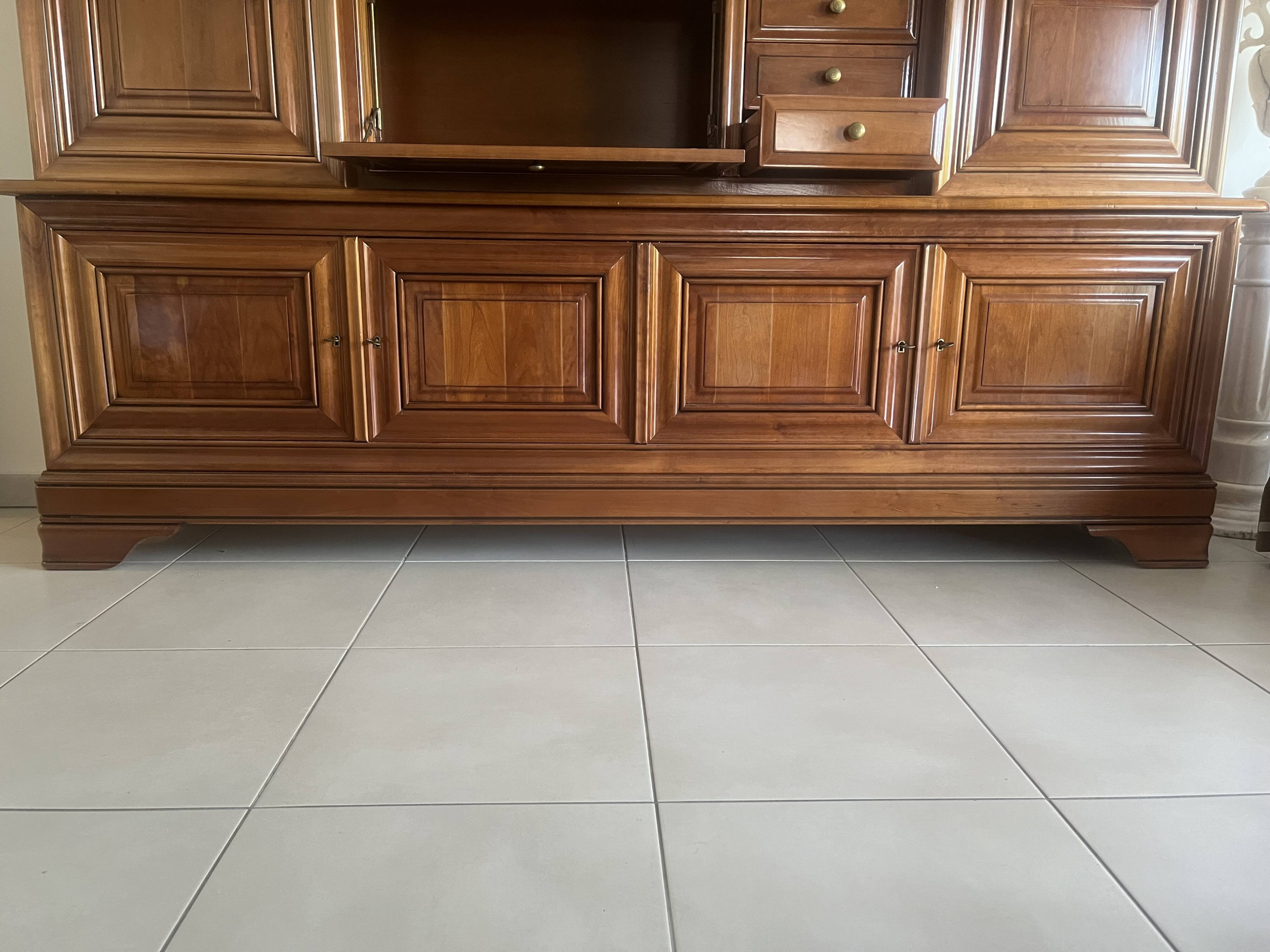 Meuble buffet Bibliotheque Bois massif merisier