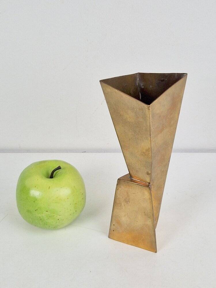 Art Deco Cubist Brass Vase from WMF, 1930s