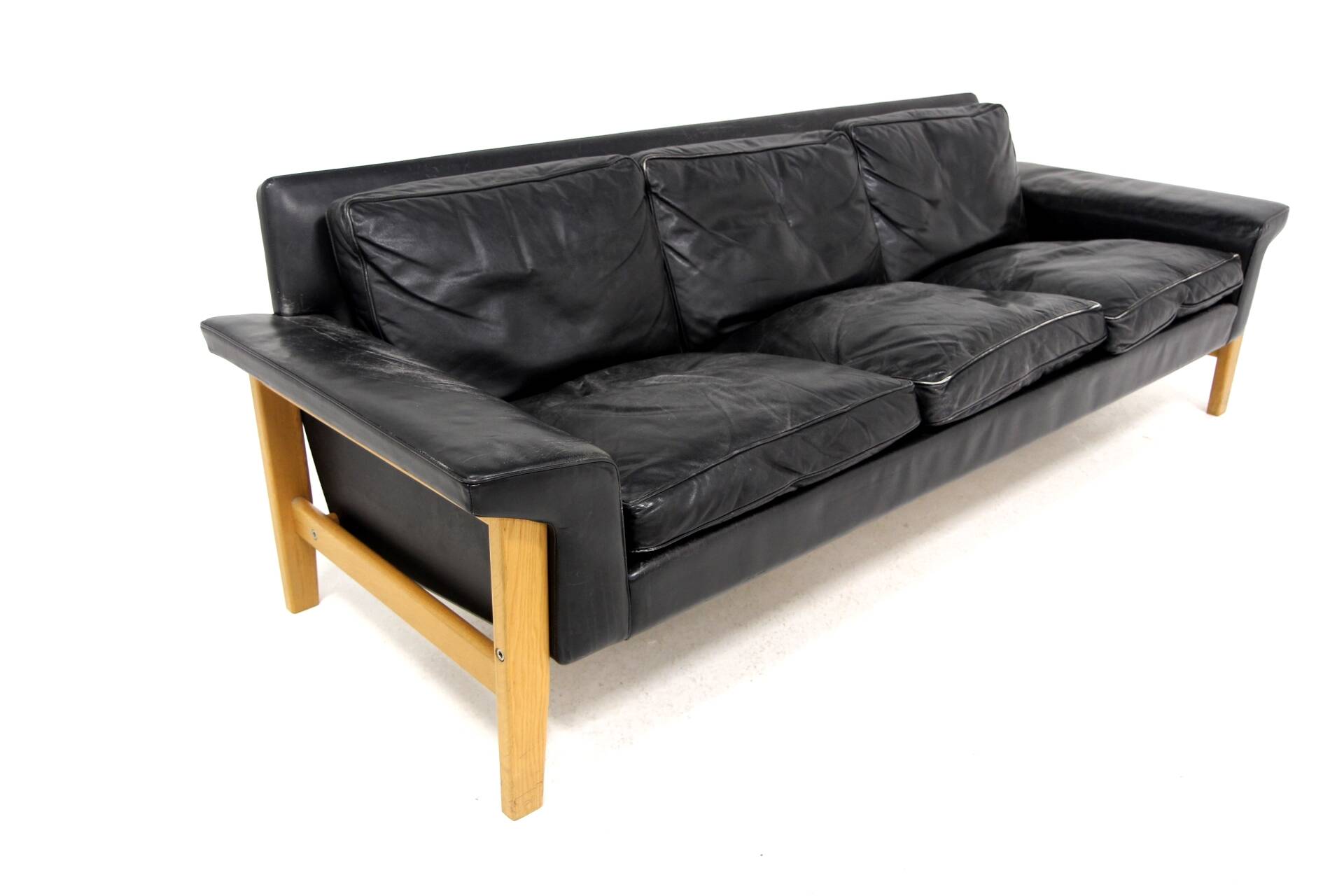 Scandinavian 3-seater leather sofa, Ulferts, Sweden, 1960