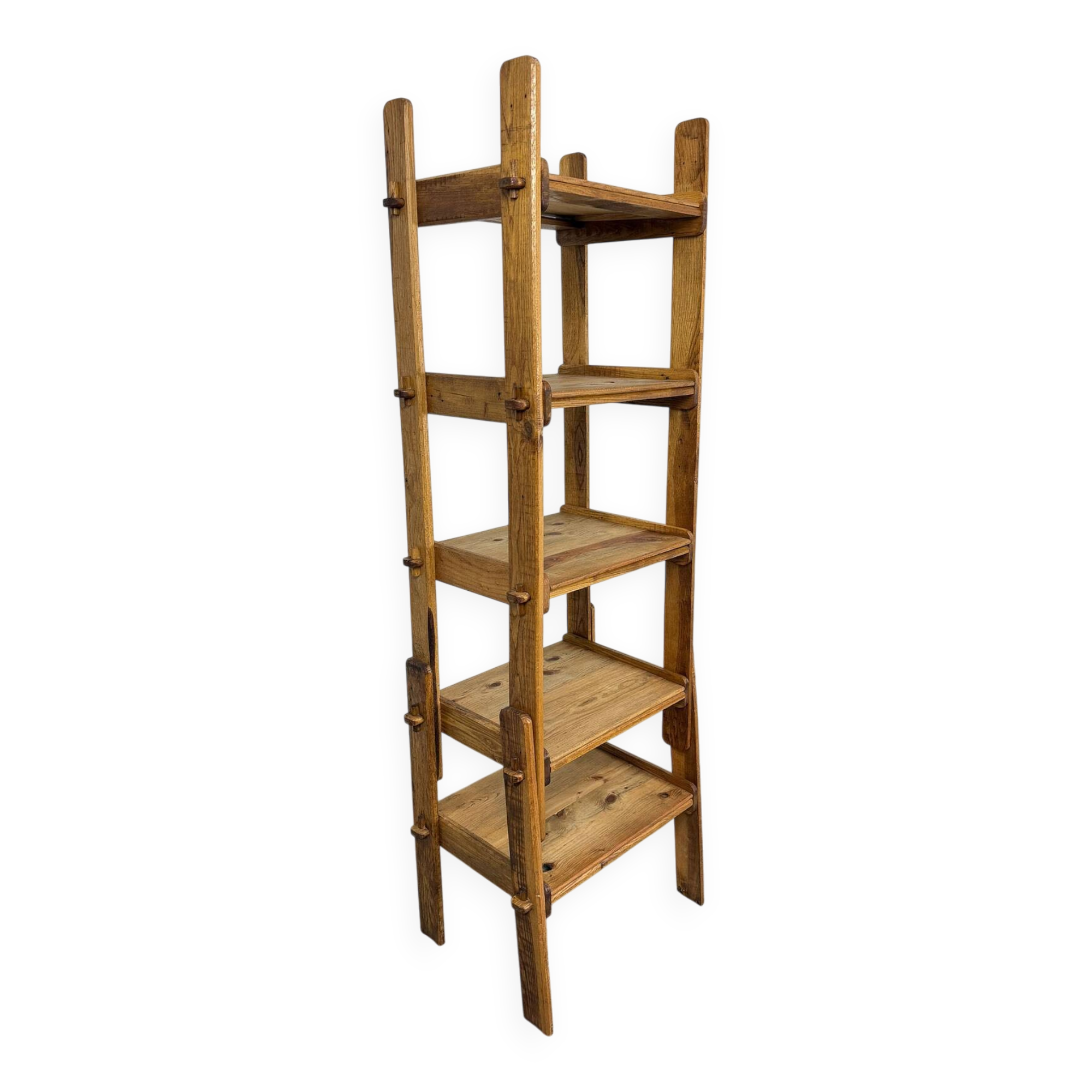 Brutalist shelf from the 1950s in beech wood.